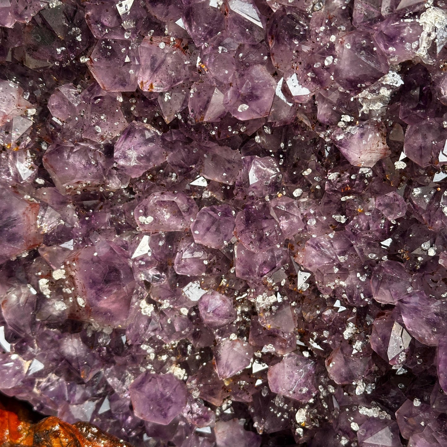 Massive 21.6lb Brazilian Amethyst Cluster, Rare Ice Cube Calcite & Red Rutile Symbiosis on Wood Stand, Giant Museum Specimen Exact - view 9