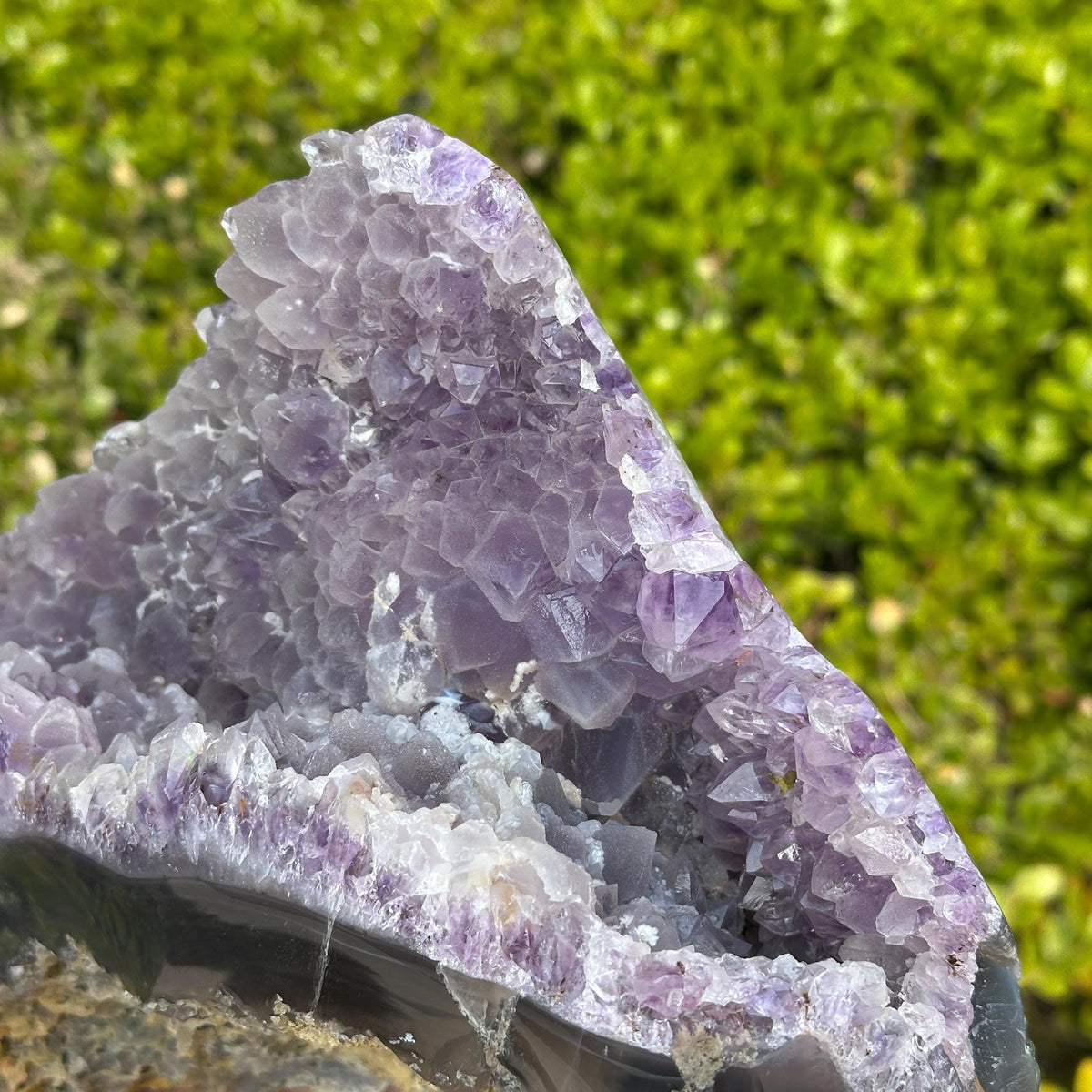 Massive Brazilian Sugar Druzy Amethyst Cluster, Polished Banded Agate Crystal Geode Freeform, Healing Altar Decor Exact 6.17lb - view 9