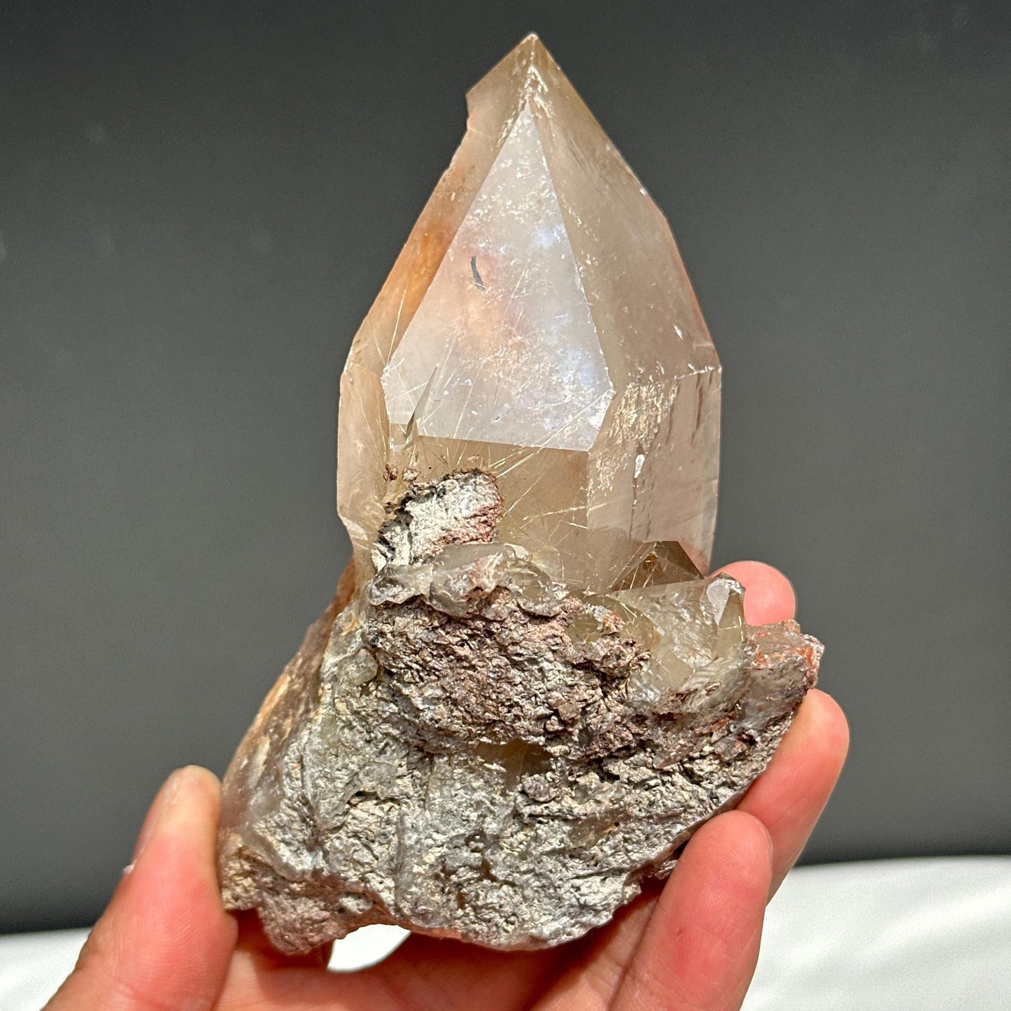 Raw Golden Rutilated Quartz Specimen with Stand, Northern Brazil Mine Crystal Point, Rutile Needles Wealth Stone Altar Decor Exact 0.88lb