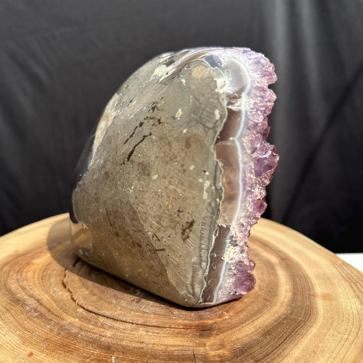 Rare Red Rutile Amethyst Cluster, Polished Brazilian Rutilated Quartz Geode Freeform, Deep Purple Symbiosis Crystal Exact Specimen 4.74lb - view 6
