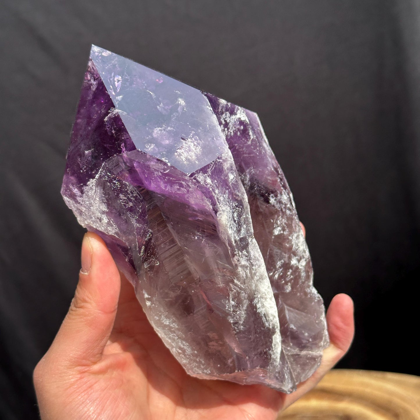 Large Brazilian Amethyst Scepter Point, Deep Purple Crystal Generator, Polished Quartz Wand, Healing Altar Decor Exact Specimen 2.65lb
