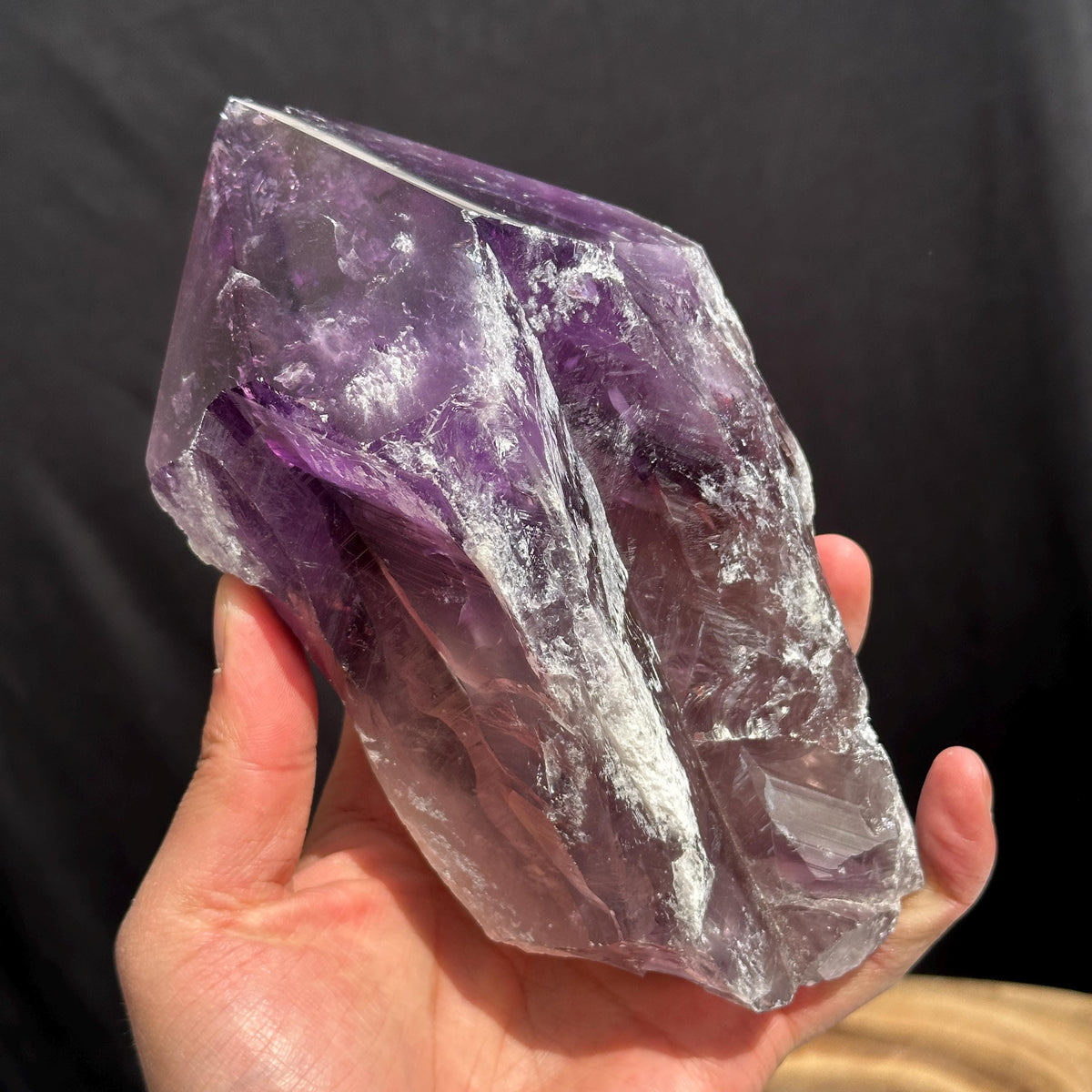 Large Brazilian Amethyst Scepter Point, Deep Purple Crystal Generator, Polished Quartz Wand, Healing Altar Decor Exact Specimen 2.65lb - view 1