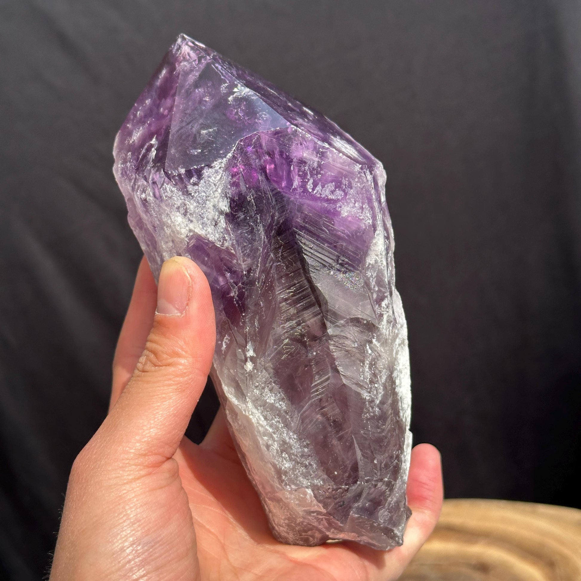 Large Brazilian Amethyst Scepter Point, Deep Purple Crystal Generator, Polished Quartz Wand, Healing Altar Decor Exact Specimen 2.65lb - view 4