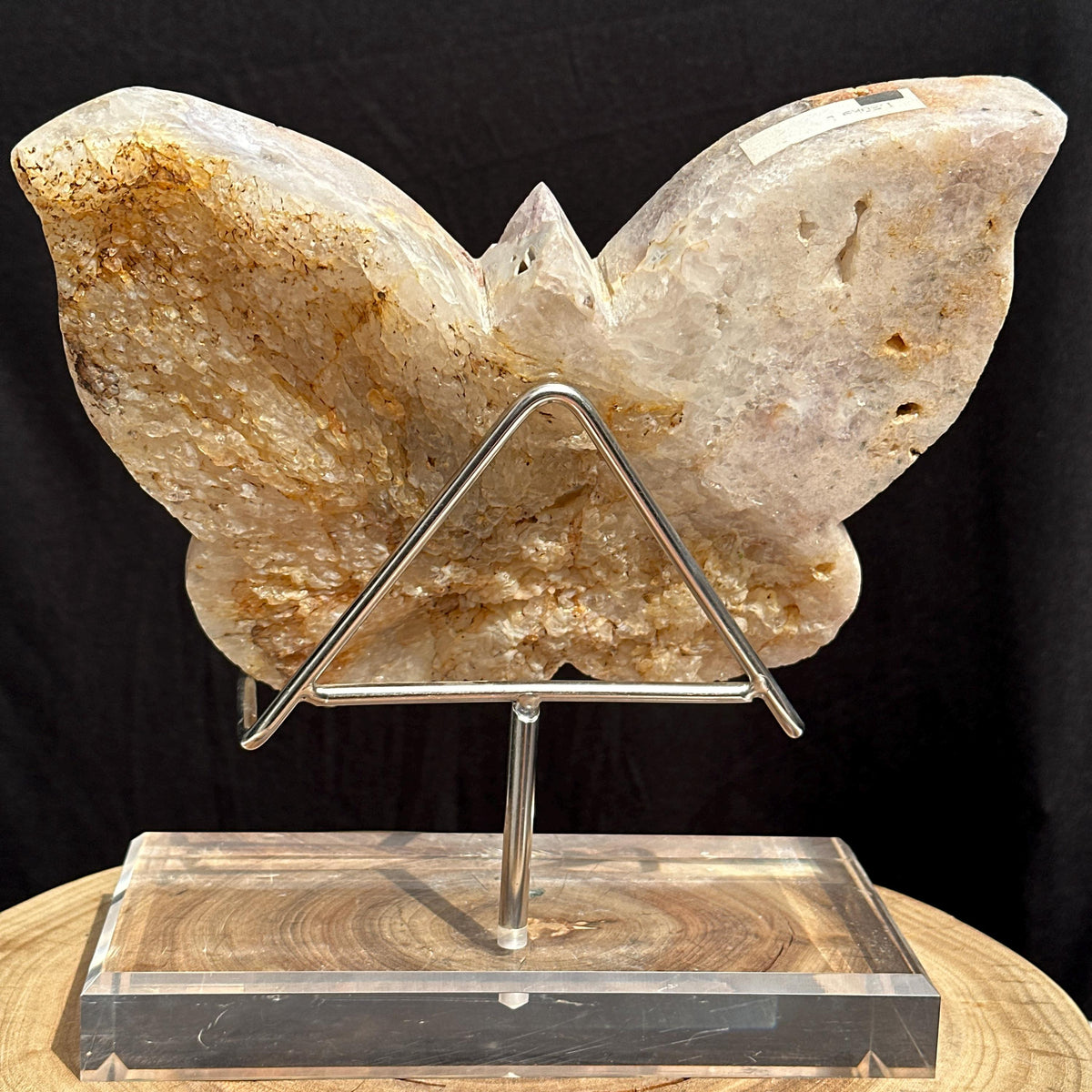 Massive Botryoidal Pink Amethyst Butterfly on Stand, Brazilian Sugar Druzy Crystal Wings, Polished Geode Freeform Decor Exact 4.63lb - view 8