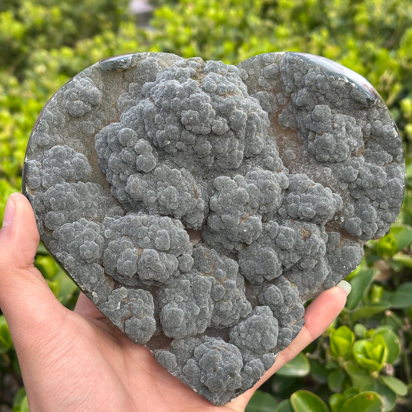 Rare Green Sugar Druzy Amethyst Heart on Stand, Uruguayan Botryoidal Crystal Geode Carving, Heart Chakra Healing Altar Decor Exact 2.87lb