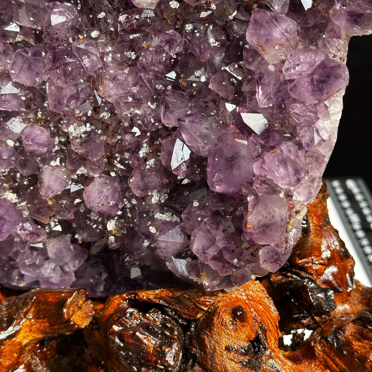 Massive 21.6lb Brazilian Amethyst Cluster, Rare Ice Cube Calcite & Red Rutile Symbiosis on Wood Stand, Giant Museum Specimen Exact - view 10