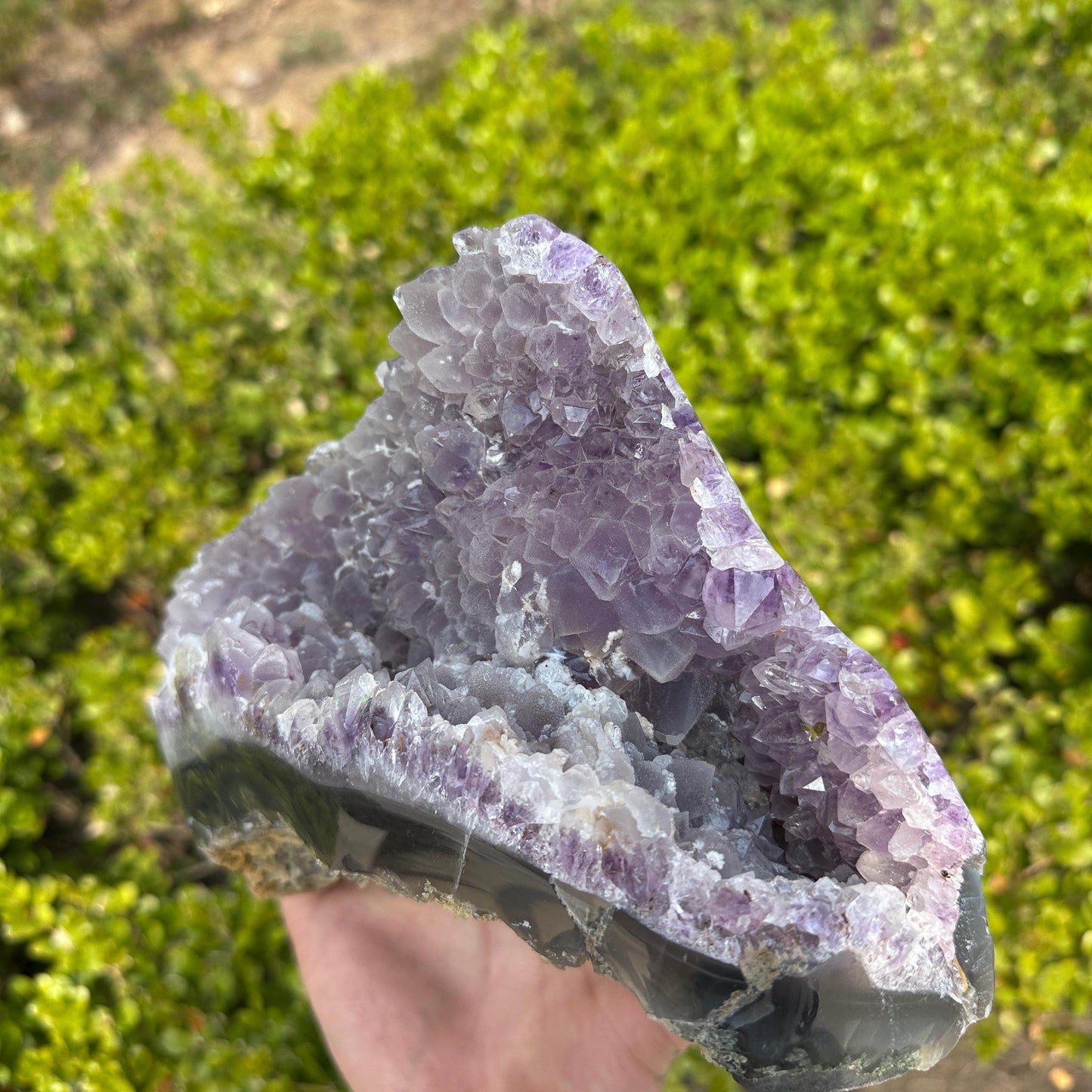Massive Brazilian Sugar Druzy Amethyst Cluster, Polished Banded Agate Crystal Geode Freeform, Healing Altar Decor Exact 6.17lb