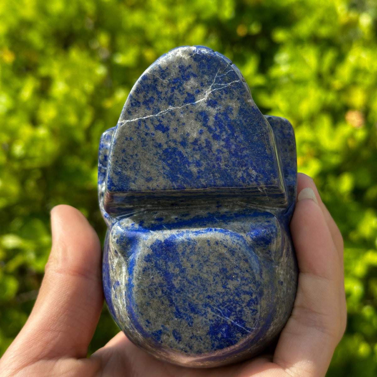 Realistic Lapis Lazuli Skull Carving, Natural Blue Crystal Skull with Pyrite, Gothic Decor Witchy Altar Exact Specimen 2.15lb - view 7