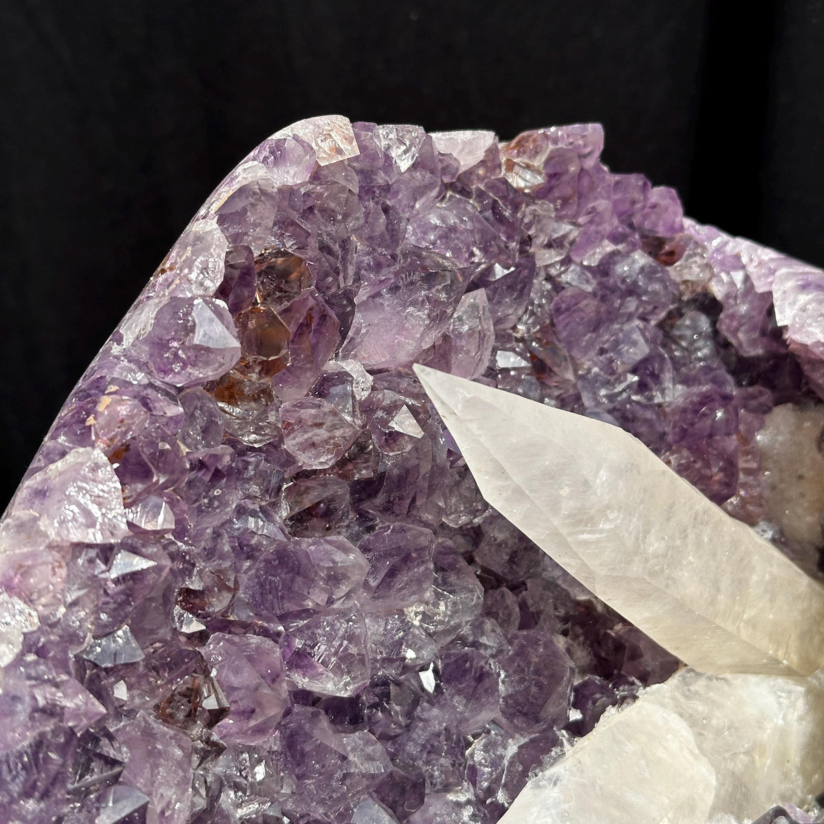 Massive 24lb Brazilian Amethyst Geode Basin, Rare Calcite & Rutile Symbiosis, Polished Green Matrix Crystal Cave Exact Specimen - view 6