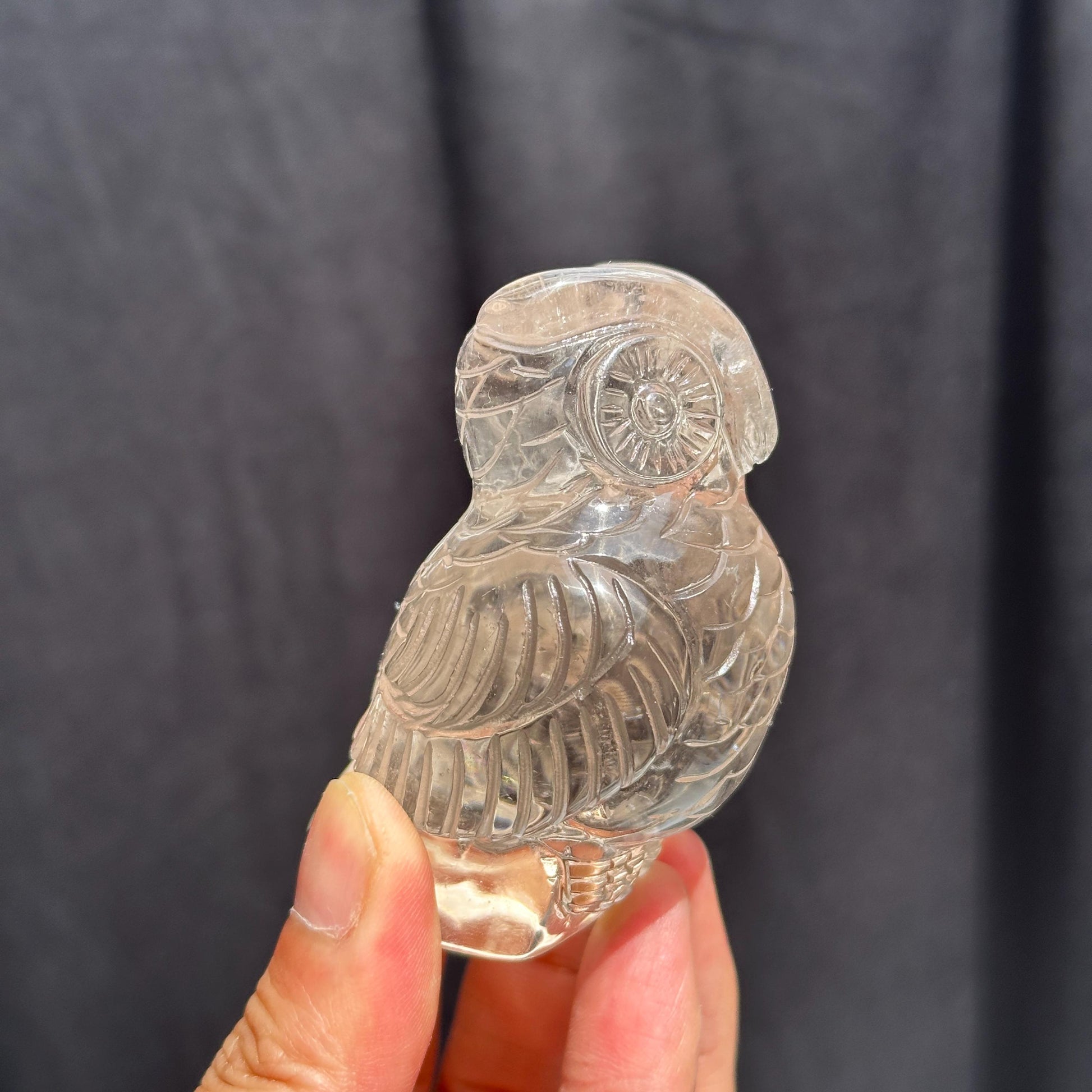 Natural Clear & Smoky Quartz Owl Carving, Hand Carved Crystal Bird Sculpture, Witchy Familiar Altar Decor Pick Exact Specimen A-F - view 8