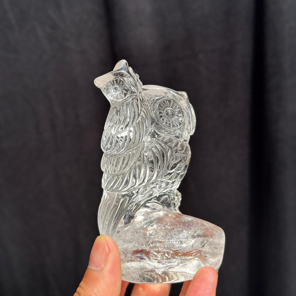 Natural Clear & Smoky Quartz Owl Carving, Hand Carved Crystal Bird Sculpture, Witchy Familiar Altar Decor Pick Exact Specimen A-F - view 6