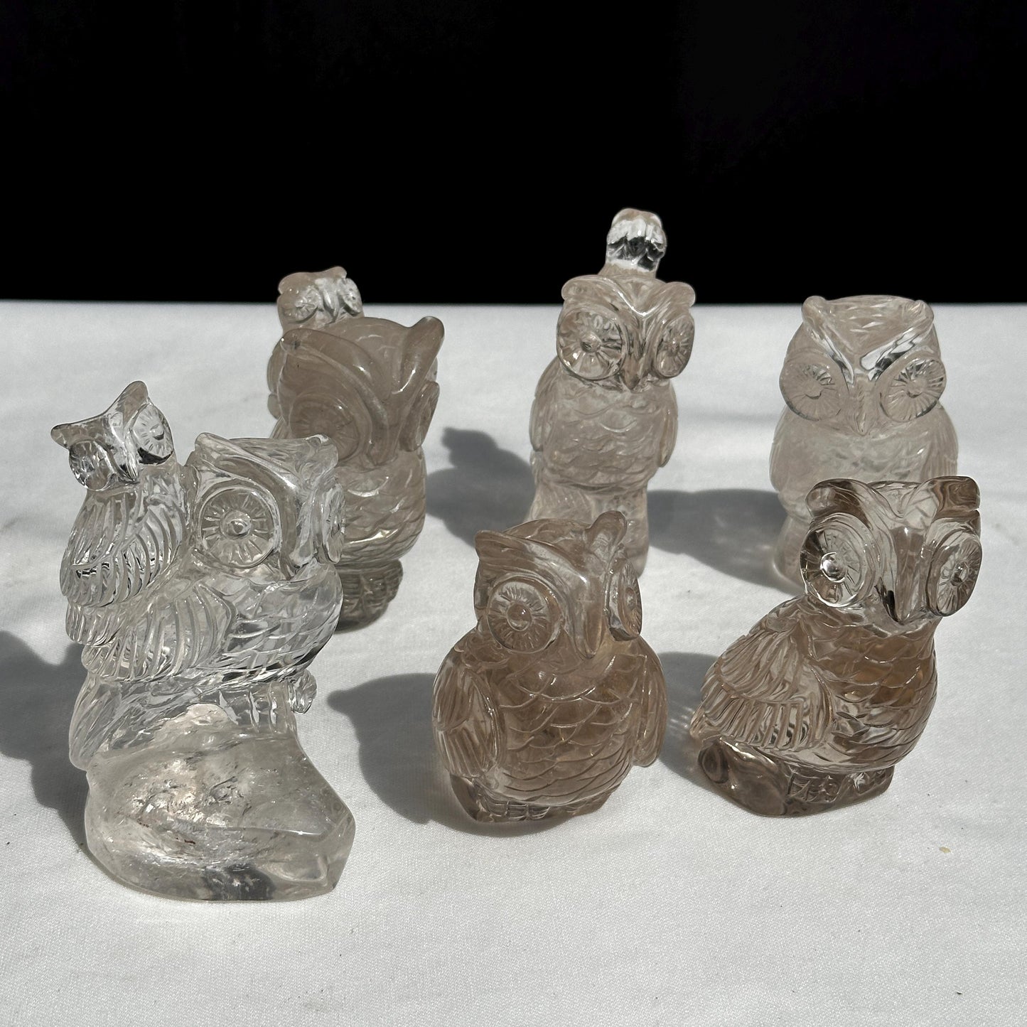 Natural Clear & Smoky Quartz Owl Carving, Hand Carved Crystal Bird Sculpture, Witchy Familiar Altar Decor Pick Exact Specimen A-F