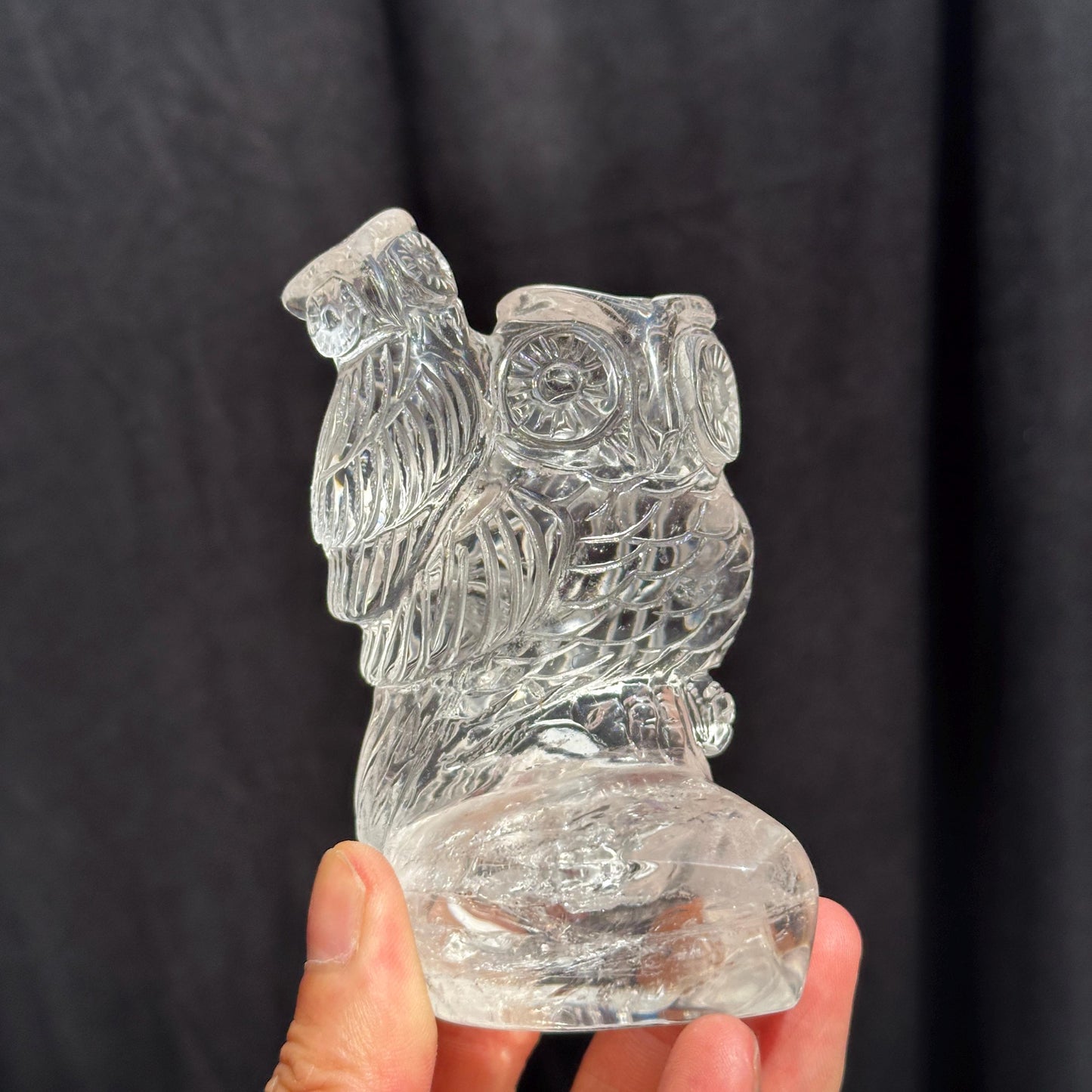 Natural Clear & Smoky Quartz Owl Carving, Hand Carved Crystal Bird Sculpture, Witchy Familiar Altar Decor Pick Exact Specimen A-F