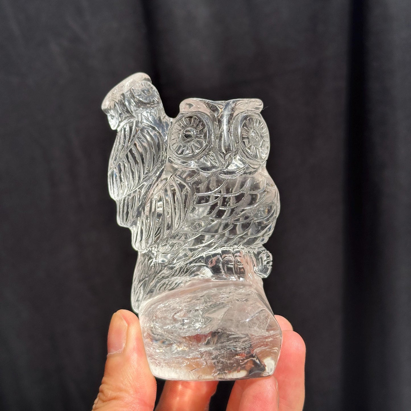 Natural Clear & Smoky Quartz Owl Carving, Hand Carved Crystal Bird Sculpture, Witchy Familiar Altar Decor Pick Exact Specimen A-F - view 3