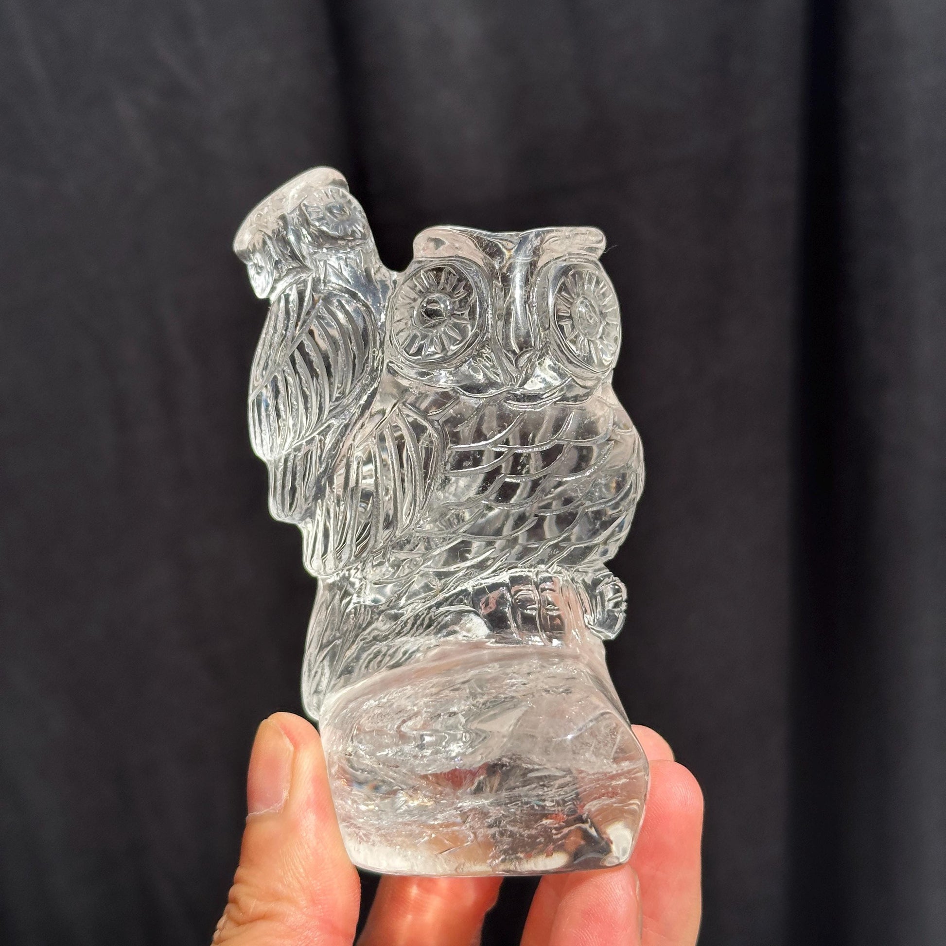 Natural Clear & Smoky Quartz Owl Carving, Hand Carved Crystal Bird Sculpture, Witchy Familiar Altar Decor Pick Exact Specimen A-F - view 3