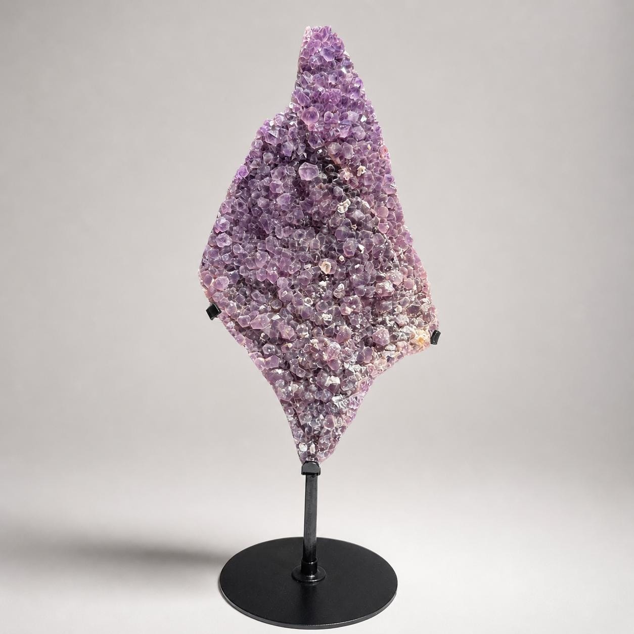 Brazilian Sugar Amethyst Druzy on Metal Stand, Natural Purple Amethyst Crystal Display, Large One of a Kind Specimen