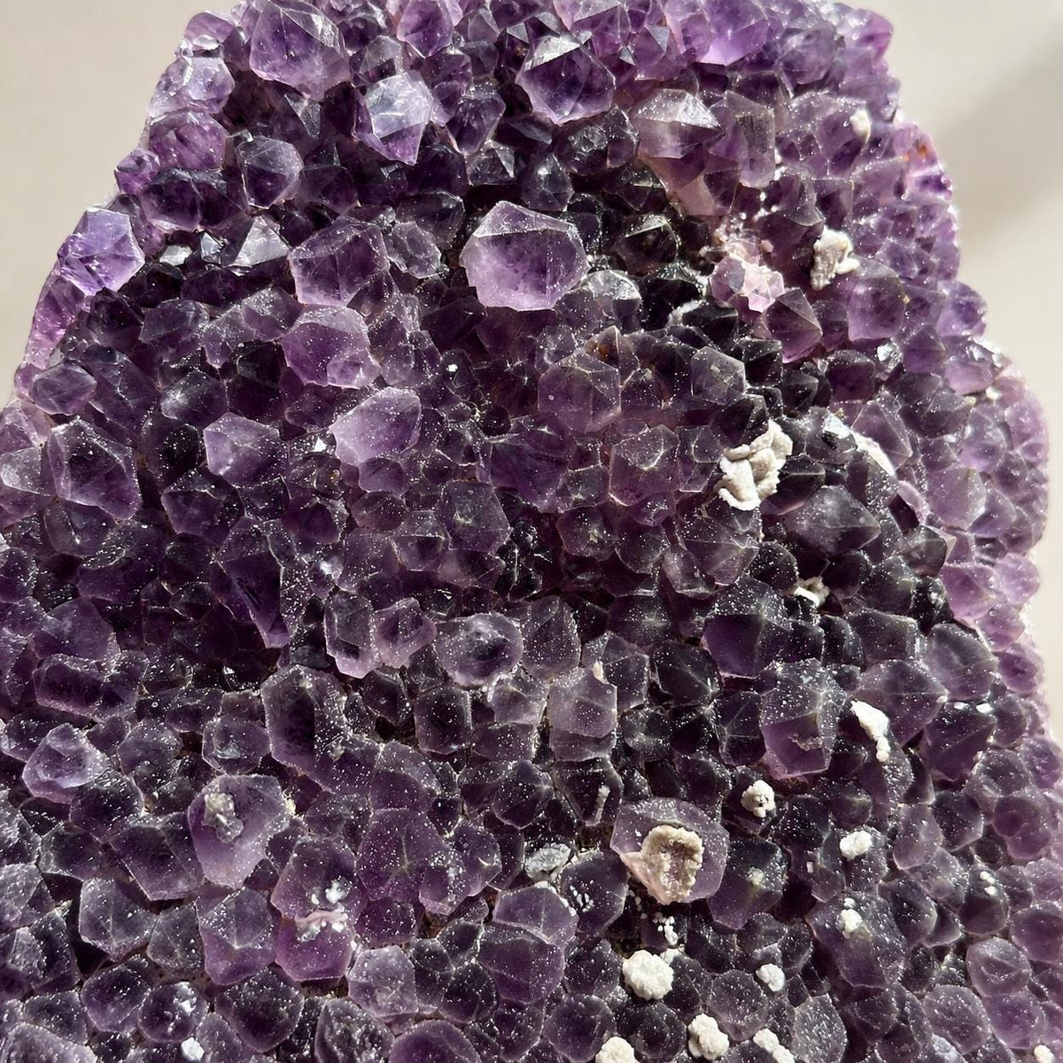 Brazilian Sugar Amethyst Druzy on Metal Stand, Natural Purple Amethyst Crystal Display, Large One of a Kind Specimen - view 7