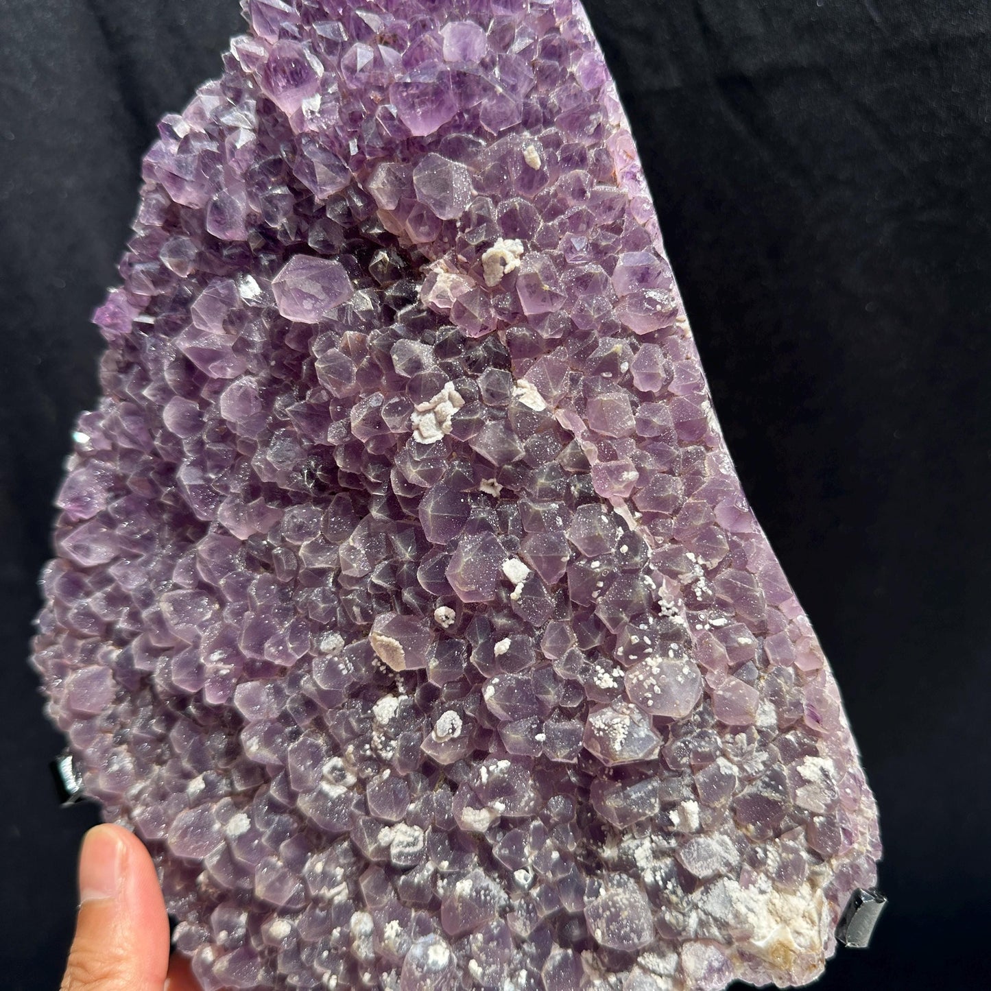 Brazilian Sugar Amethyst Druzy on Metal Stand, Natural Purple Amethyst Crystal Display, Large One of a Kind Specimen