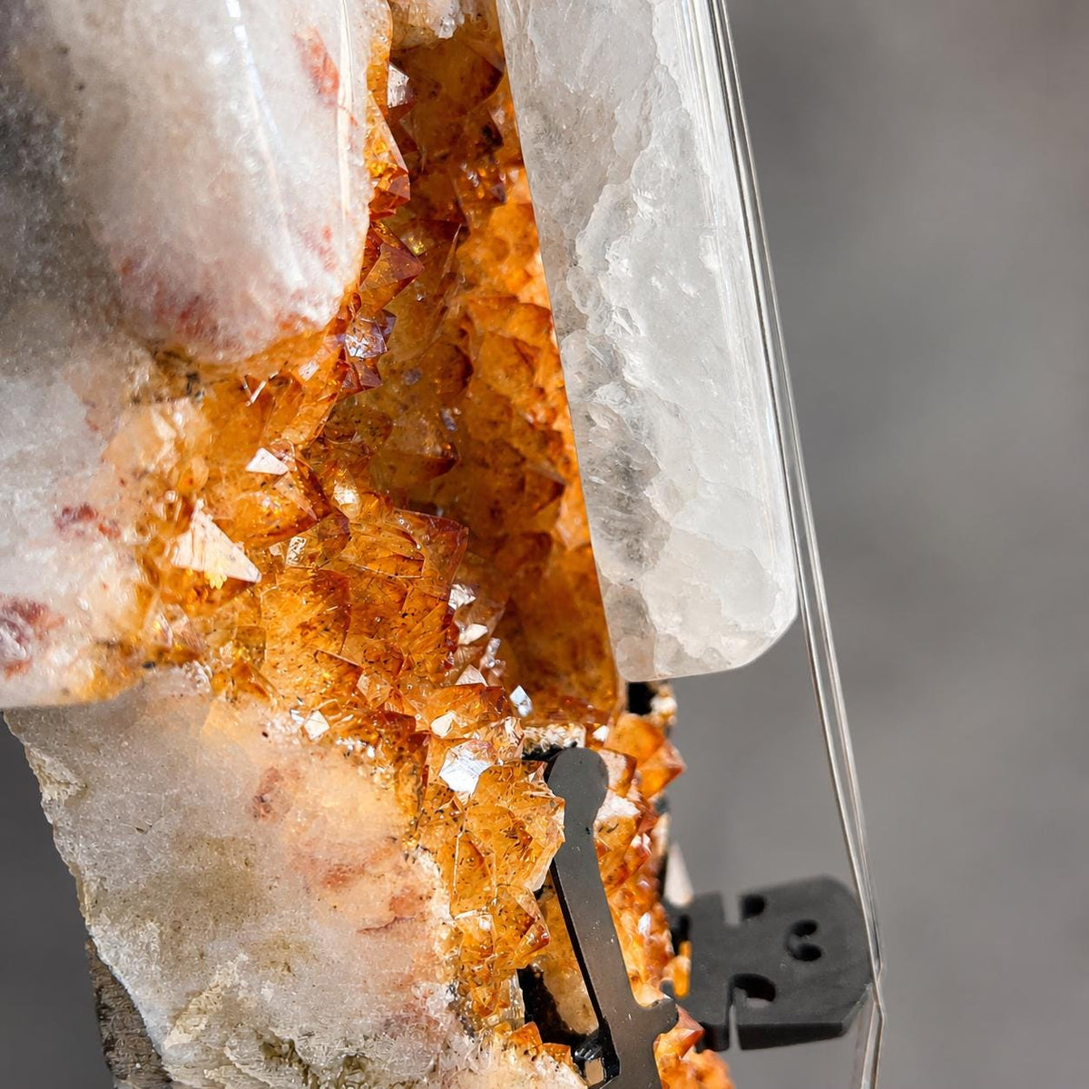 Citrine Agate Crystal Violin Sculpture, Brazilian Designer Handmade Music Art Collectible, One of a Kind Statement Decor - view 9