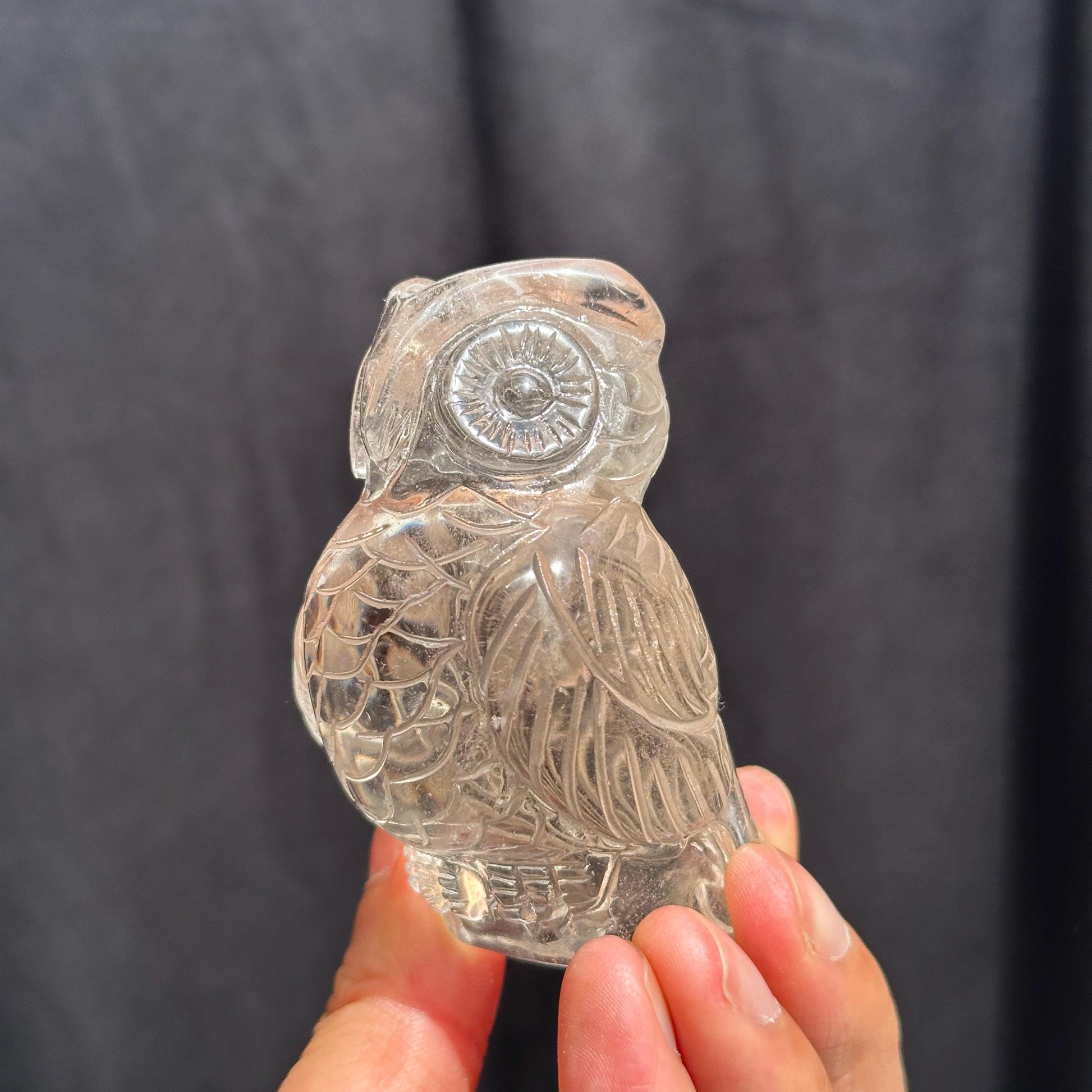 Natural Clear & Smoky Quartz Owl Carving, Hand Carved Crystal Bird Sculpture, Witchy Familiar Altar Decor Pick Exact Specimen A-F - view 9