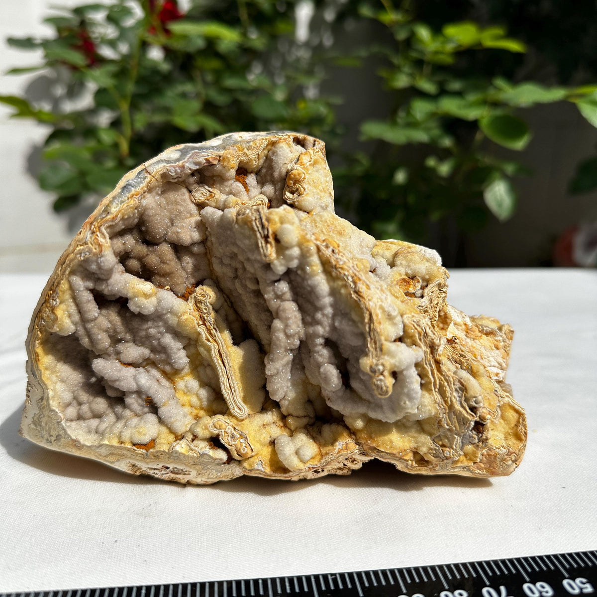 Highly Rare Brazilian Sugar Druzy Agate Mineral Specimen, Unique Triple Cavity Raw Crystal Geode, Collector Item, Alien Landscape 162g - view 7
