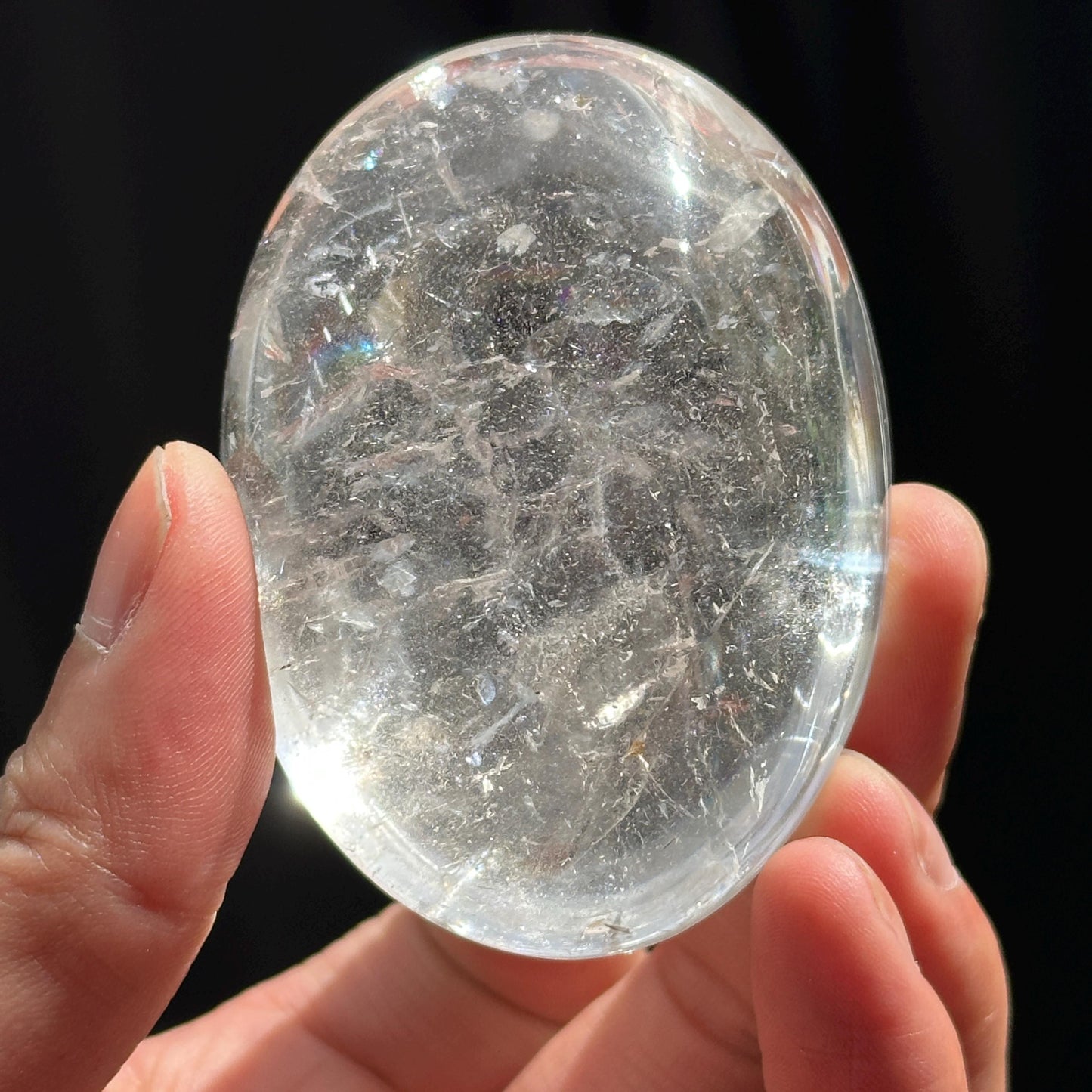 Rainbow Clear Quartz Palm Stone, Minas Gerais Crystal Pebble, Polished Pocket Stone, Witchy Healing Crystal Decor Meditation Gift