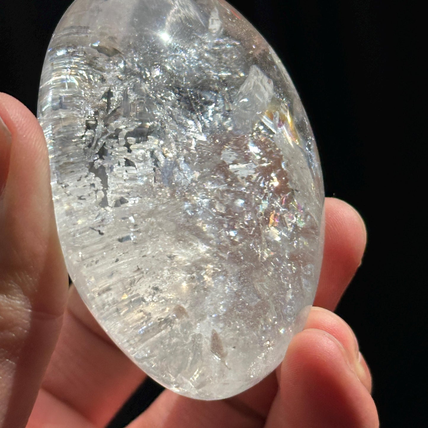 Rainbow Clear Quartz Palm Stone, Minas Gerais Crystal Pebble, Polished Pocket Stone, Witchy Healing Crystal Decor Meditation Gift