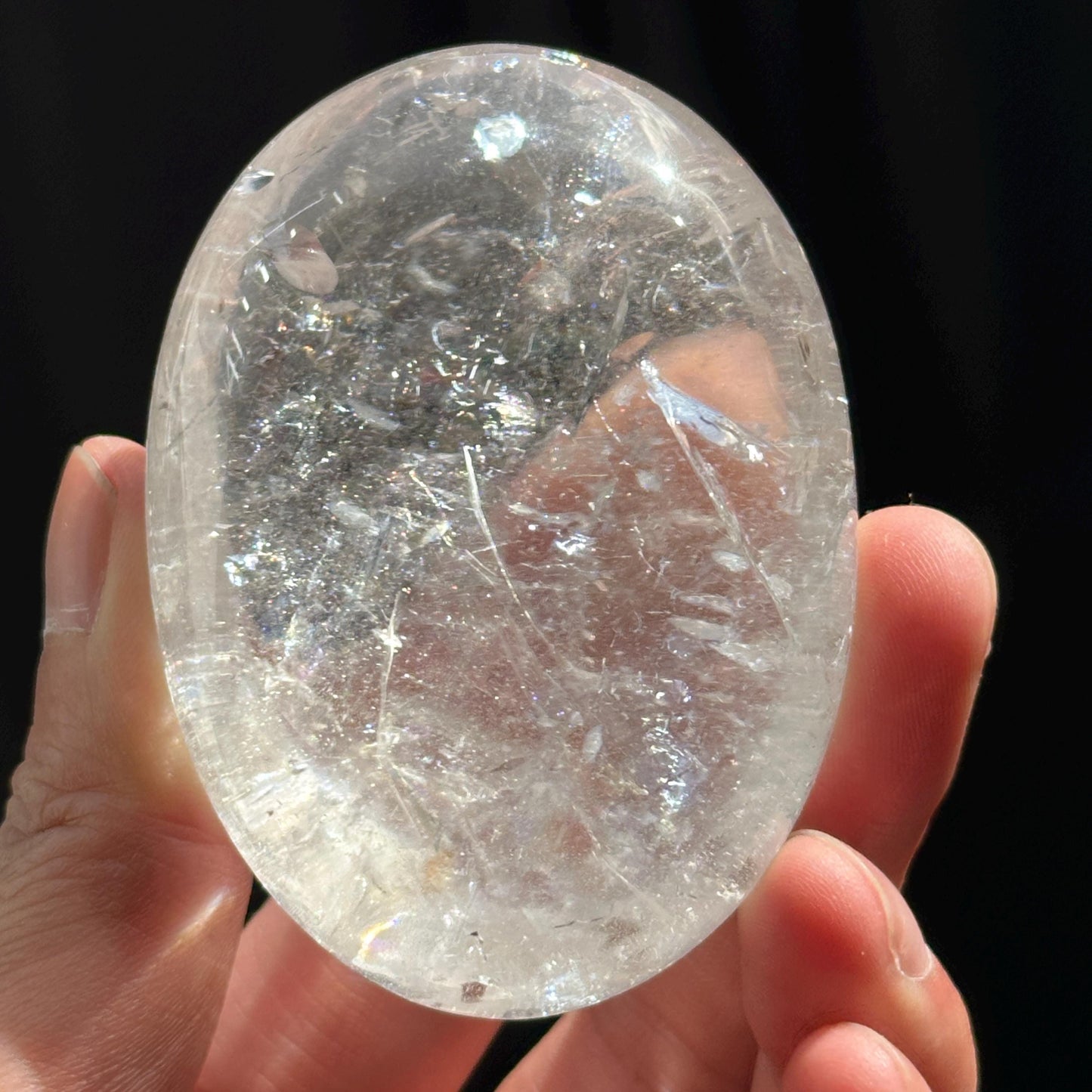 Rainbow Clear Quartz Palm Stone, Minas Gerais Crystal Pebble, Polished Pocket Stone, Witchy Healing Crystal Decor Meditation Gift