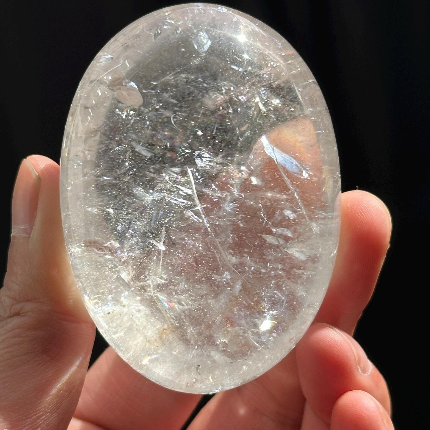 Rainbow Clear Quartz Palm Stone, Minas Gerais Crystal Pebble, Polished Pocket Stone, Witchy Healing Crystal Decor Meditation Gift