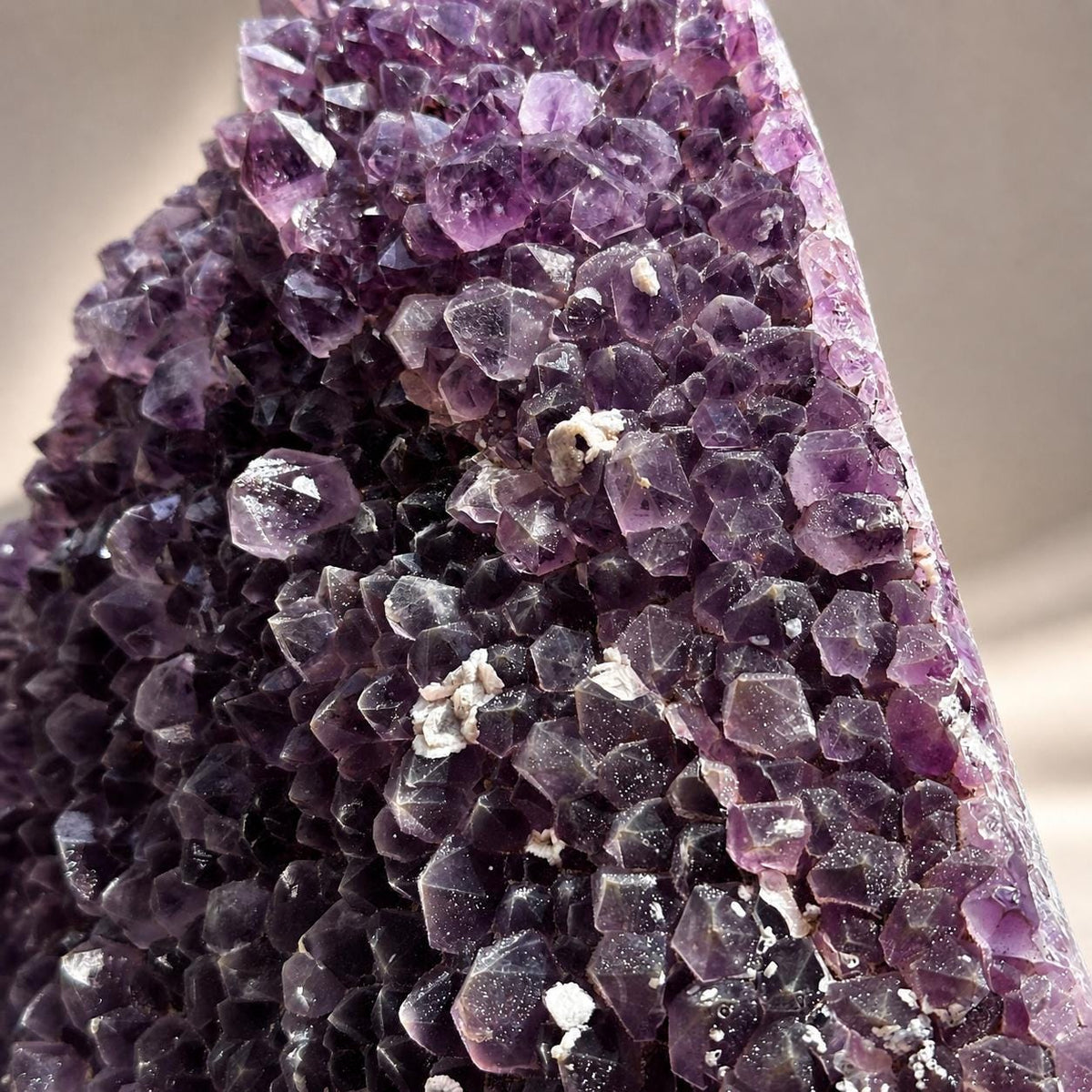 Brazilian Sugar Amethyst Druzy on Metal Stand, Natural Purple Amethyst Crystal Display, Large One of a Kind Specimen - view 6