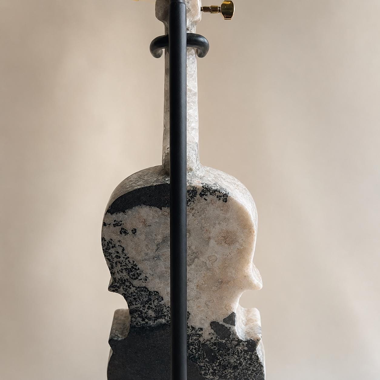 Citrine Agate Crystal Violin Sculpture, Brazilian Designer Handmade Music Art Collectible, One of a Kind Statement Decor - view 6