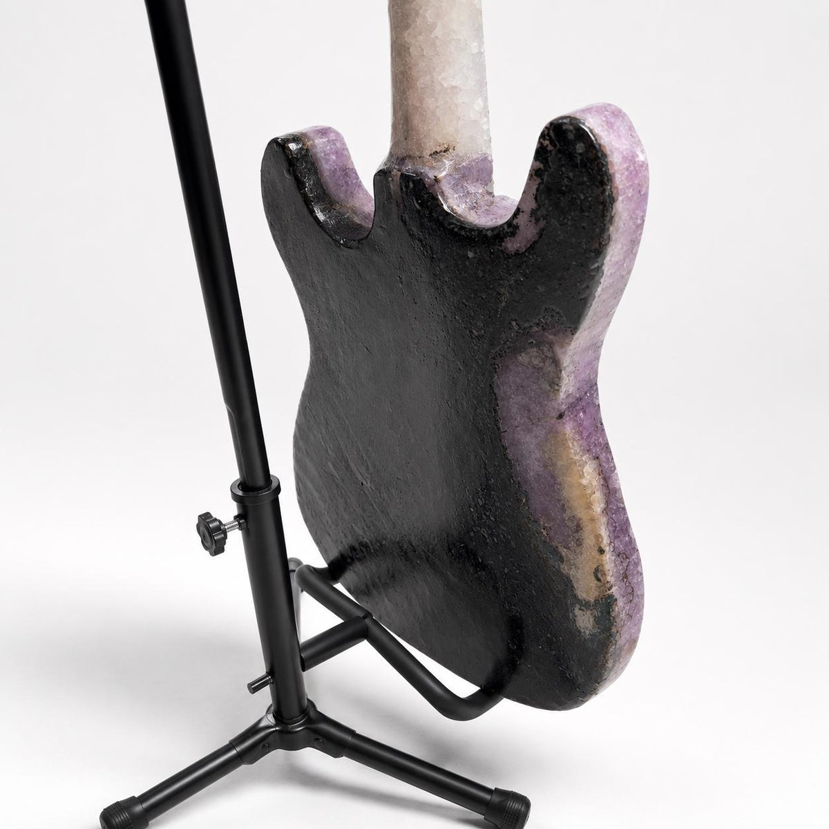 Amethyst Agate Crystal Guitar Sculpture, Brazilian Designer Handmade Music Art Collectible, One of a Kind Statement Decor - view 8