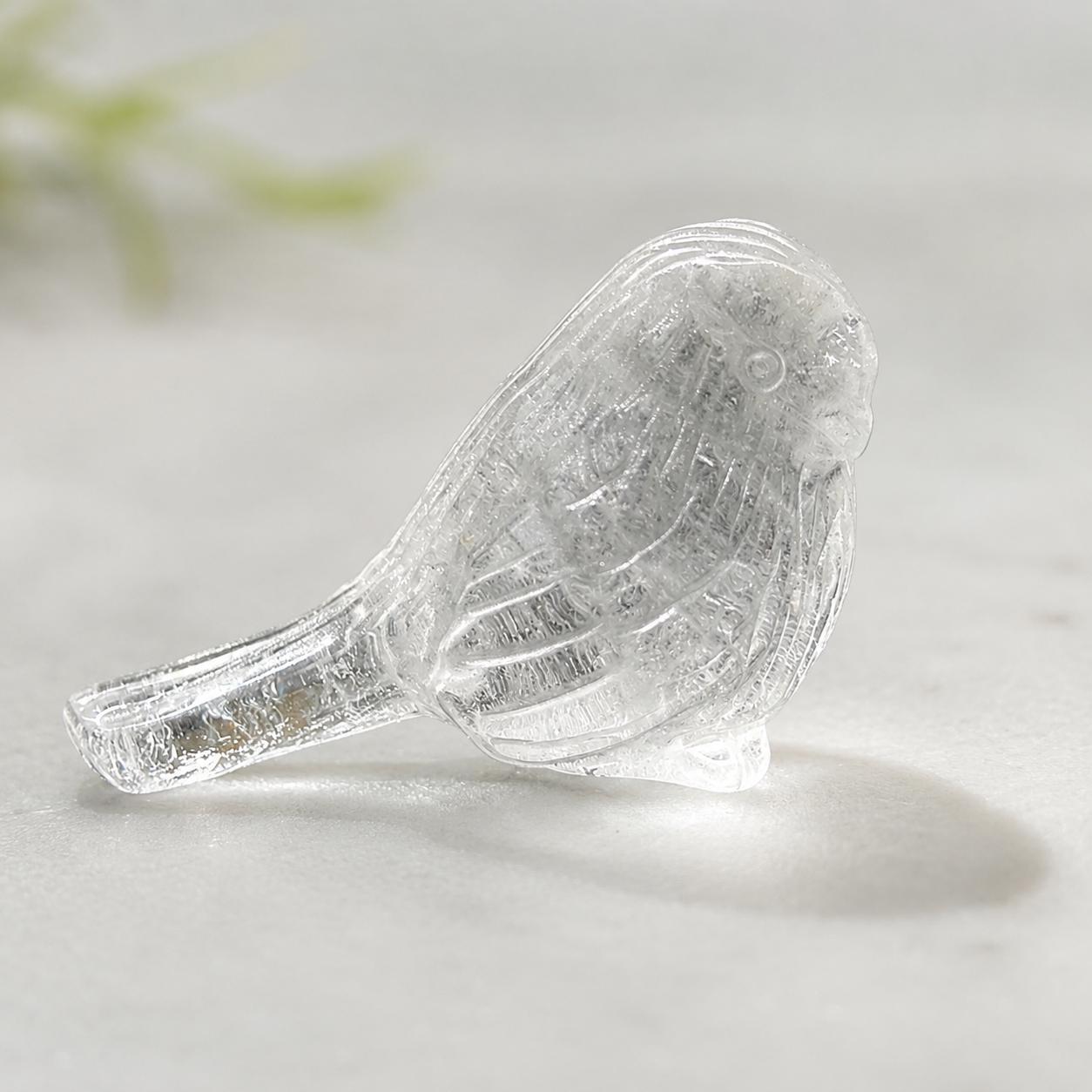 Crystal Bird Carving, Rose Quartz Clear Quartz Fluorite Bird Figurine, Small Crystal Animal Decor Gift
