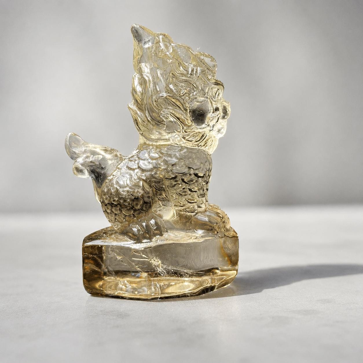 Citrine Smoky Quartz Qilin Carving, Natural Crystal Kirin Statue, Personalized Engraved Mythical Beast Gift - view 8