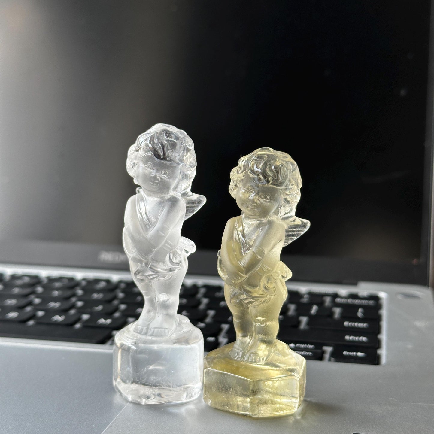 Personalized Crystal Cupid Carving, Clear Quartz Citrine Angel Statue, Custom Engraved Valentine Gift