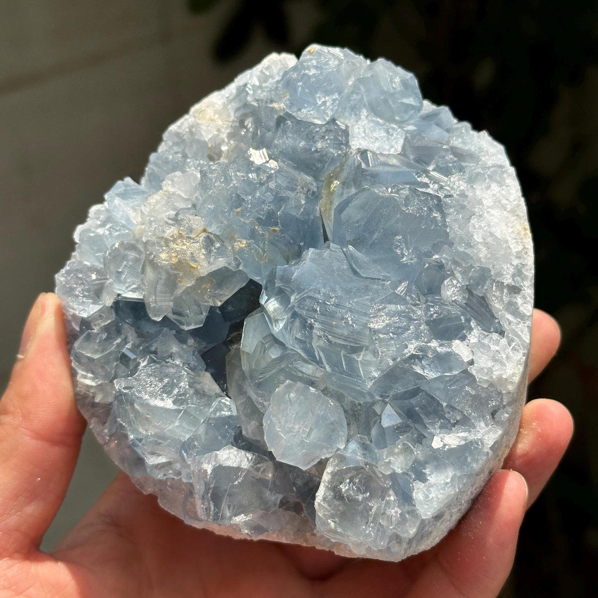 Celestite Crystal Cluster, Natural Blue Celestite Raw Stone with Free Stand, Mineral Specimen Pick Exact A-B - view 1