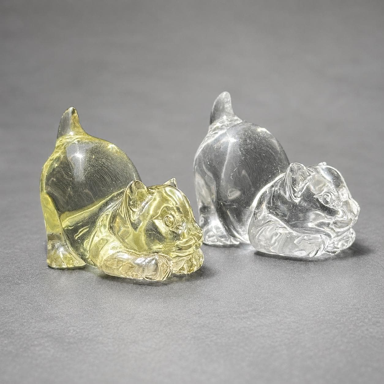 Crystal Animal Carving, Clear Quartz Citrine Cat Dog Owl Figurine, Small Crystal Pet Decor Gift