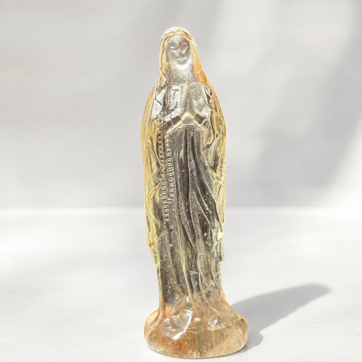 High Clarity Crystal Virgin Mary Statue, Clear Quartz Citrine Mary Carving image 4