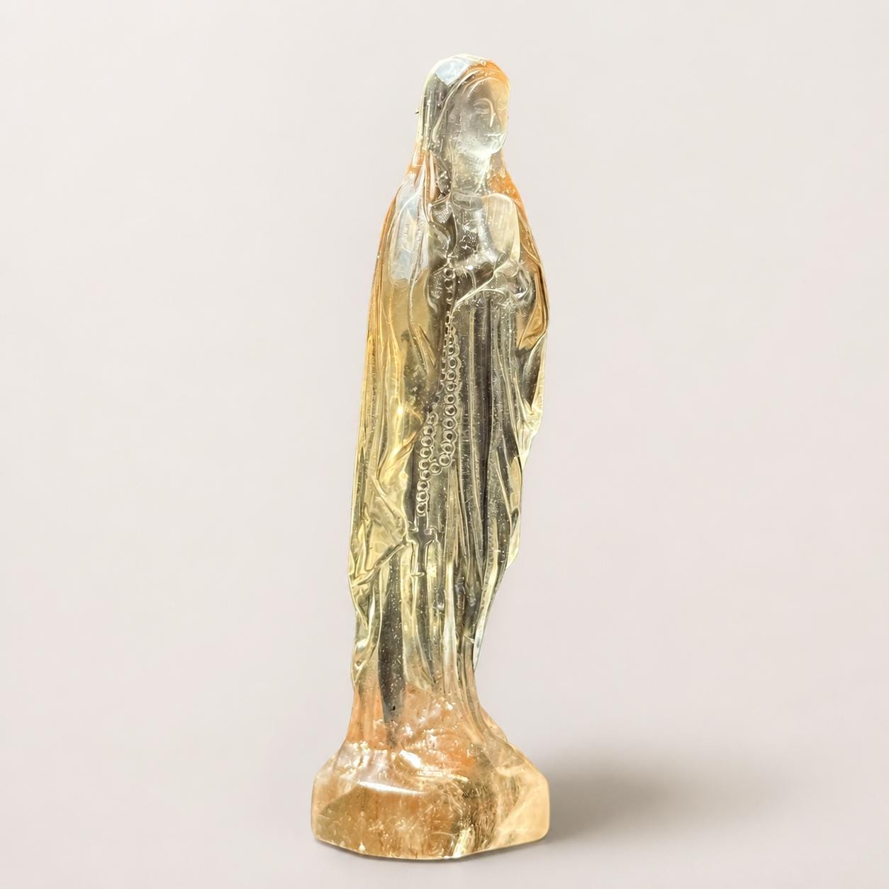 High Clarity Crystal Virgin Mary Statue, Clear Quartz Citrine Mary Carving image 5