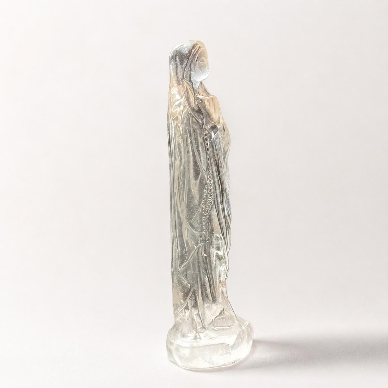High Clarity Crystal Virgin Mary Statue, Clear Quartz Citrine Mary Carving image 3