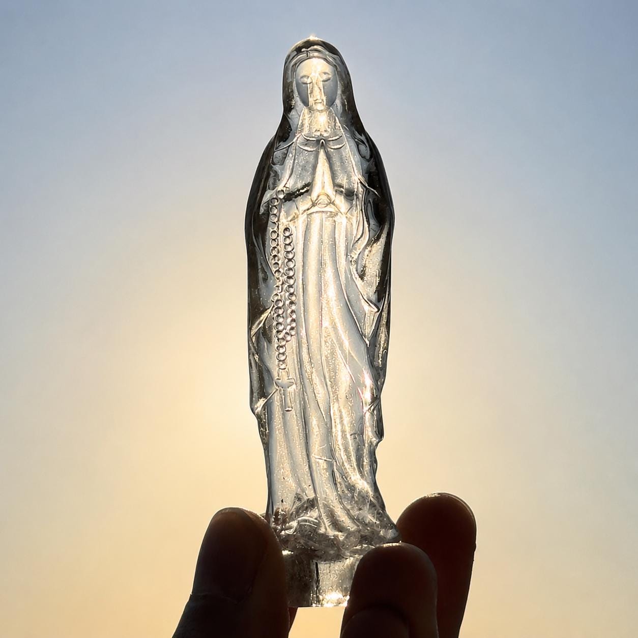 High Clarity Crystal Virgin Mary Statue, Clear Quartz Citrine Mary Carving image 7