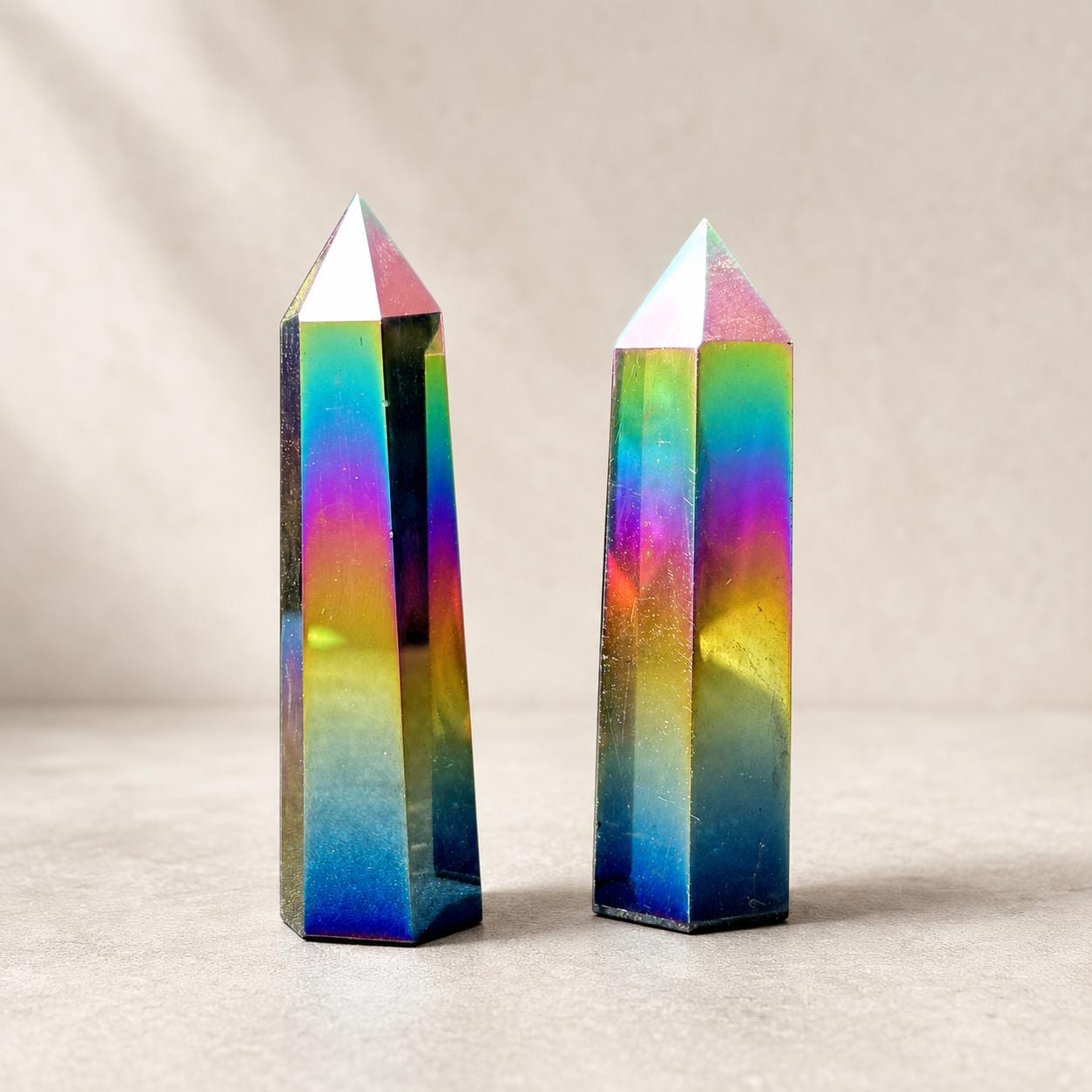 Rainbow Aura Obsidian Tower, Electroplated Black Obsidian Crystal Point, Colorful Aura Crystal Decor Gift