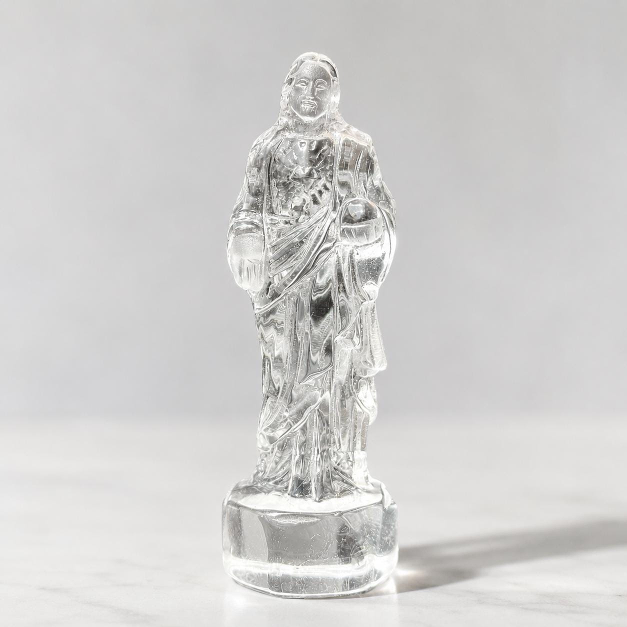 Brazilian Crystal Jesus Carving, Citrine Clear Quartz Christ Statue, Handmade Religious Crystal Decor Gift