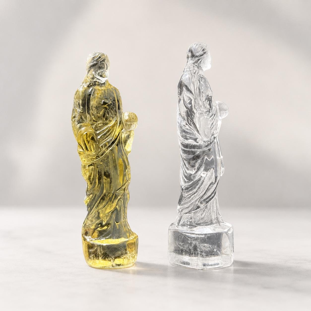 Brazilian Crystal Jesus Carving, Citrine Clear Quartz Christ Statue, Handmade Religious Crystal Decor Gift