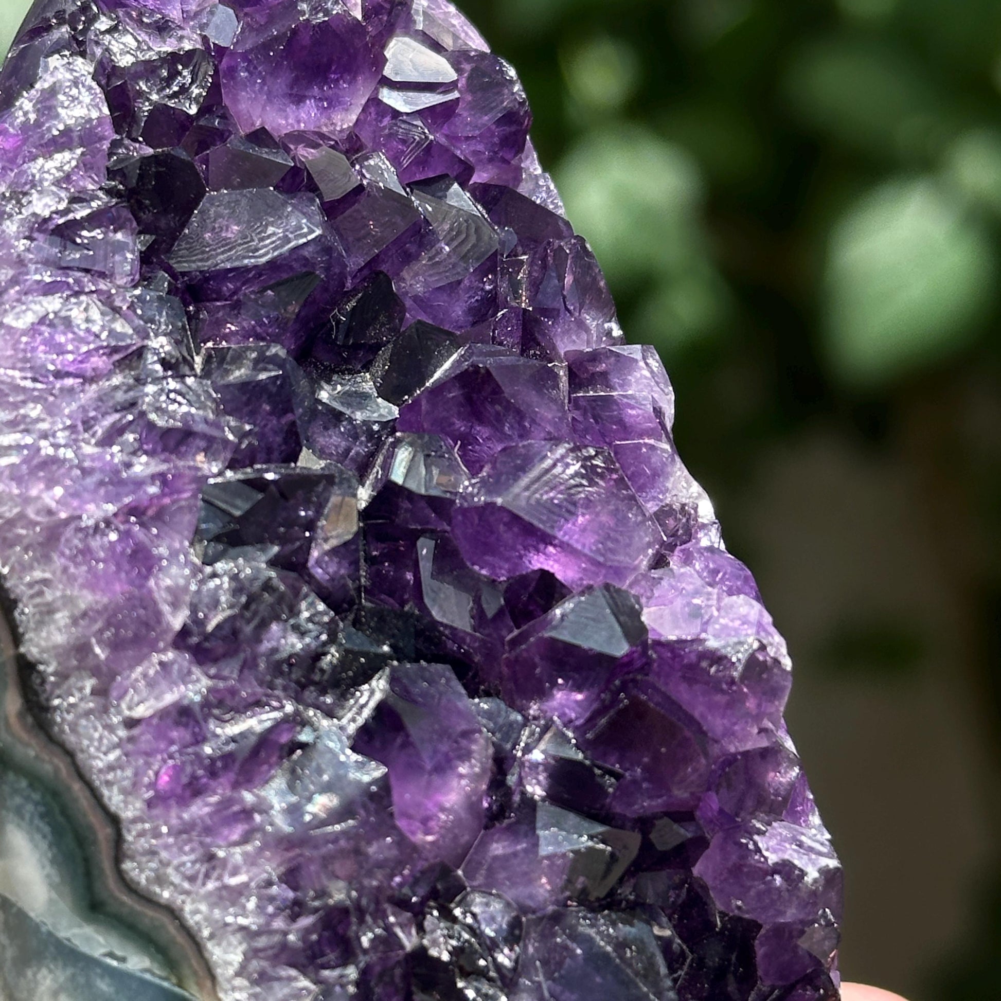 Uruguayan Amethyst Cluster with God Fingerprint Growth Marks, Deep Purple Druzy Crystal Specimen, One of a Kind - view 7
