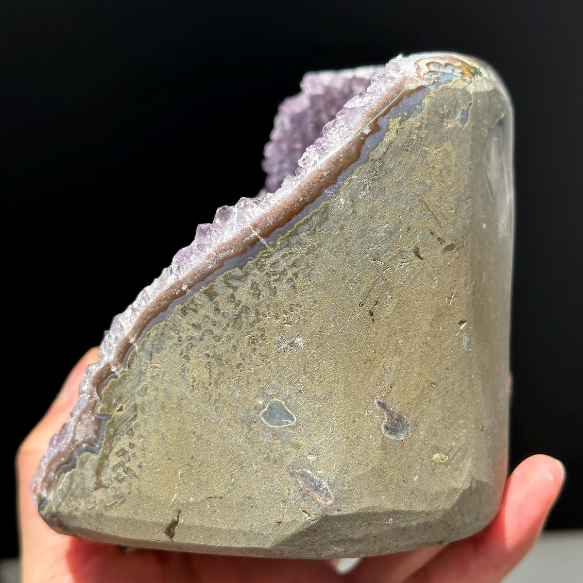 Brazilian Amethyst with Large Calcite Crystal, Purple Druzy Geode Specimen, Natural Crystal Display Special Price - view 5