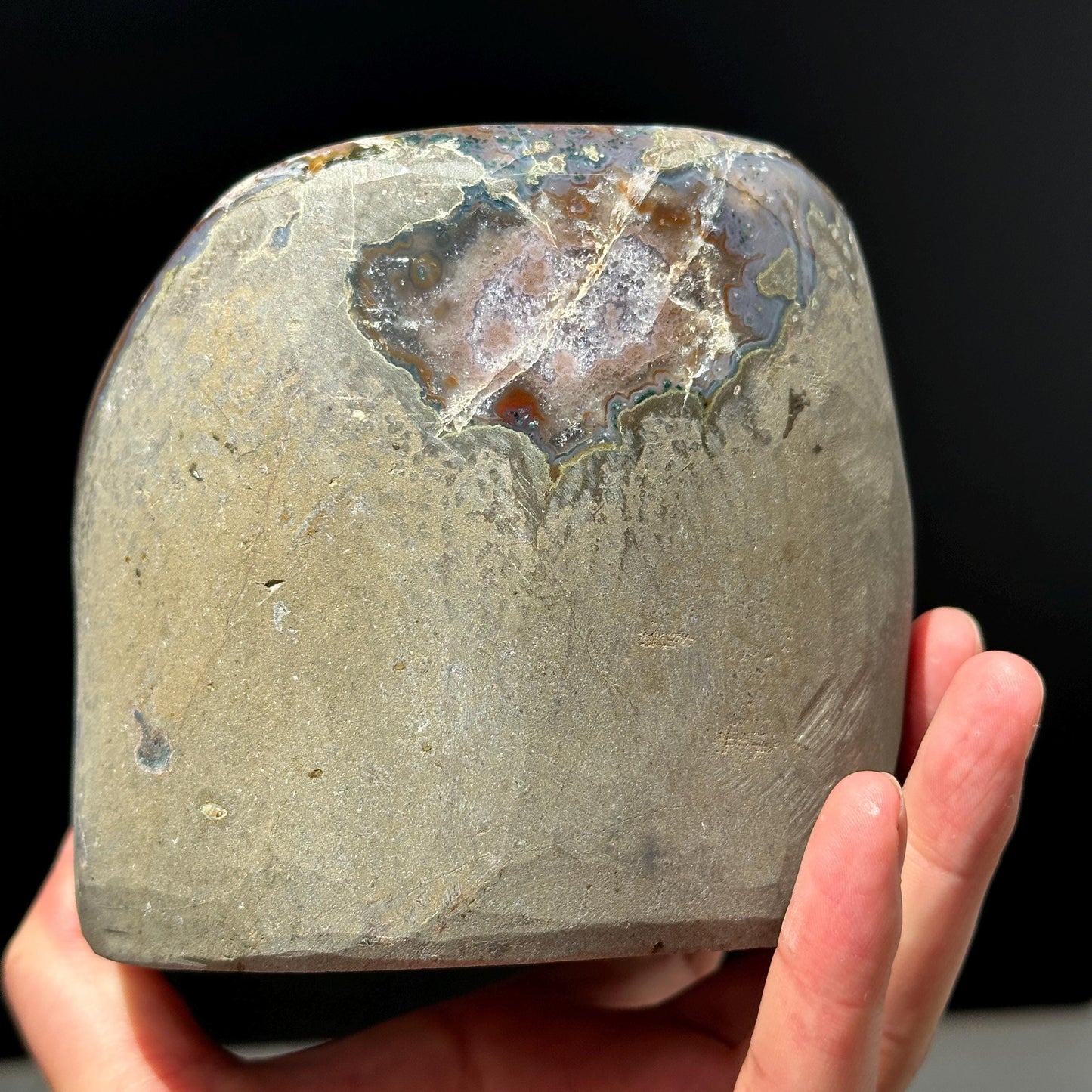 Brazilian Amethyst with Large Calcite Crystal, Purple Druzy Geode Specimen, Natural Crystal Display Special Price - view 6