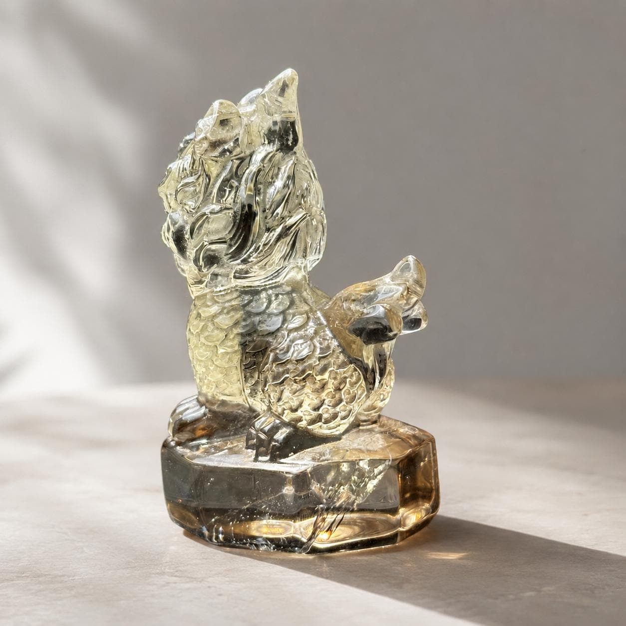 Citrine Smoky Quartz Qilin Carving, Natural Crystal Kirin Statue, Personalized Engraved Mythical Beast Gift - view 10