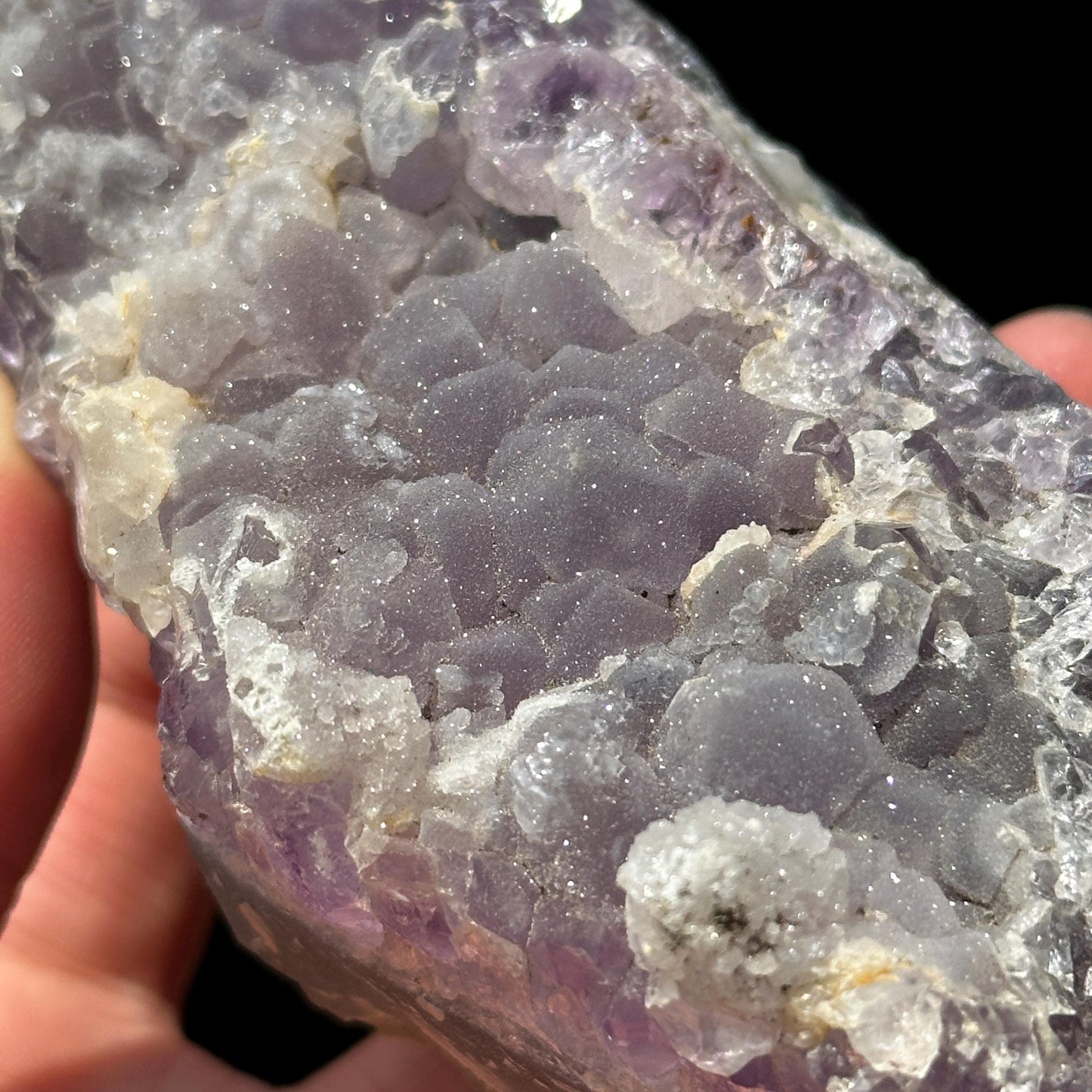 Brazilian Sugar Amethyst Druzy Specimen, Natural Purple Crystal Raw Stone with Free Stand, Pick Exact A-D - view 4