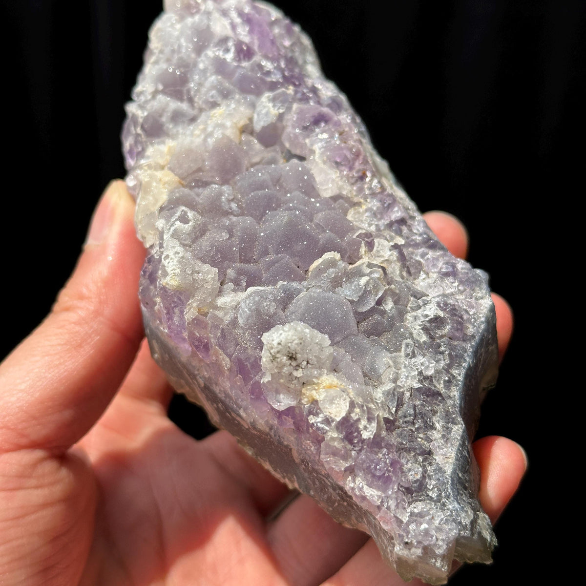 Brazilian Sugar Amethyst Druzy Specimen, Natural Purple Crystal Raw Stone with Free Stand, Pick Exact A-D - view 2